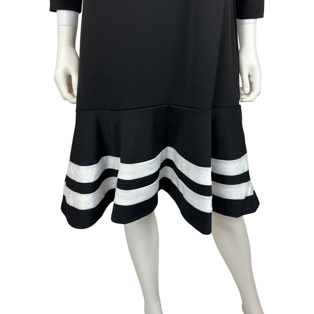 ACEVOG Black White Dress Womens Large NWT Retro Wiggle Striped Tiered Skirt - Picture 6 of 10